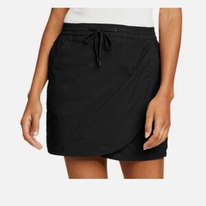 Eddie Bauer Black Asymmetrical Wrap Skort with Drawstring